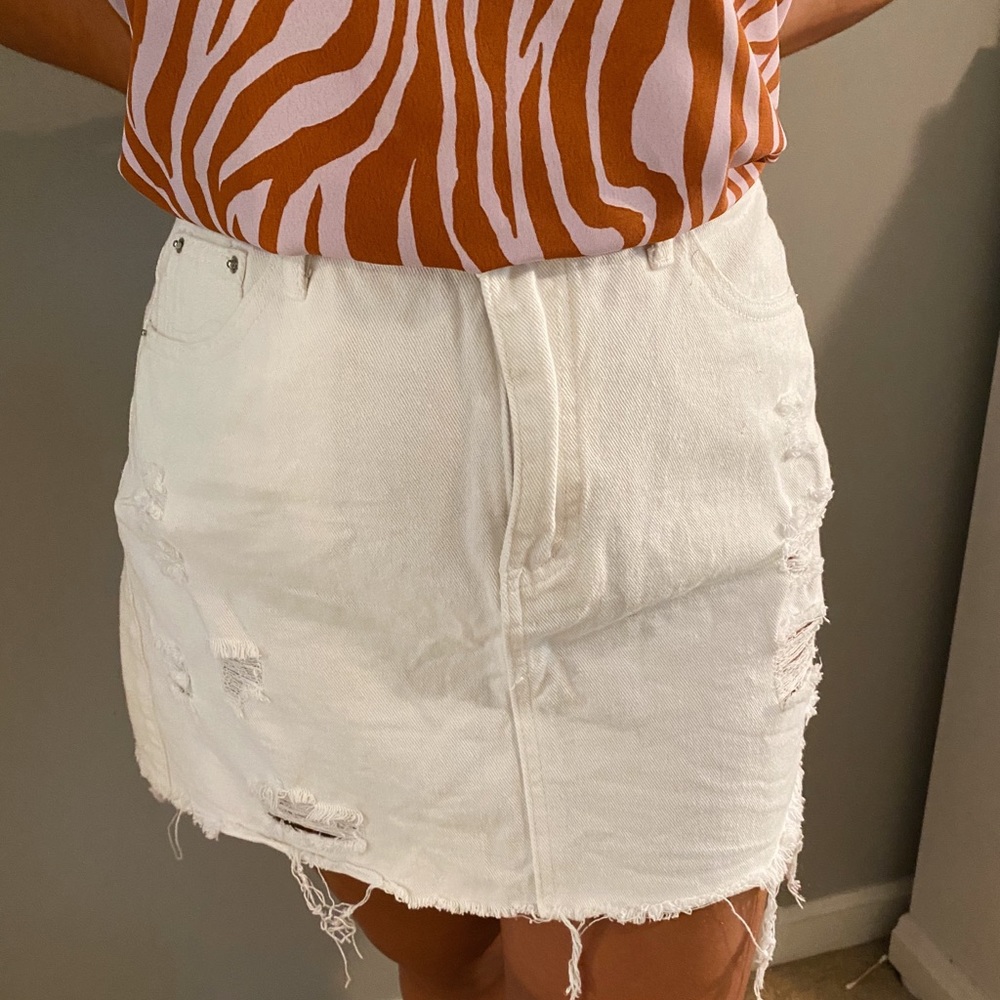 White Denim Skirt